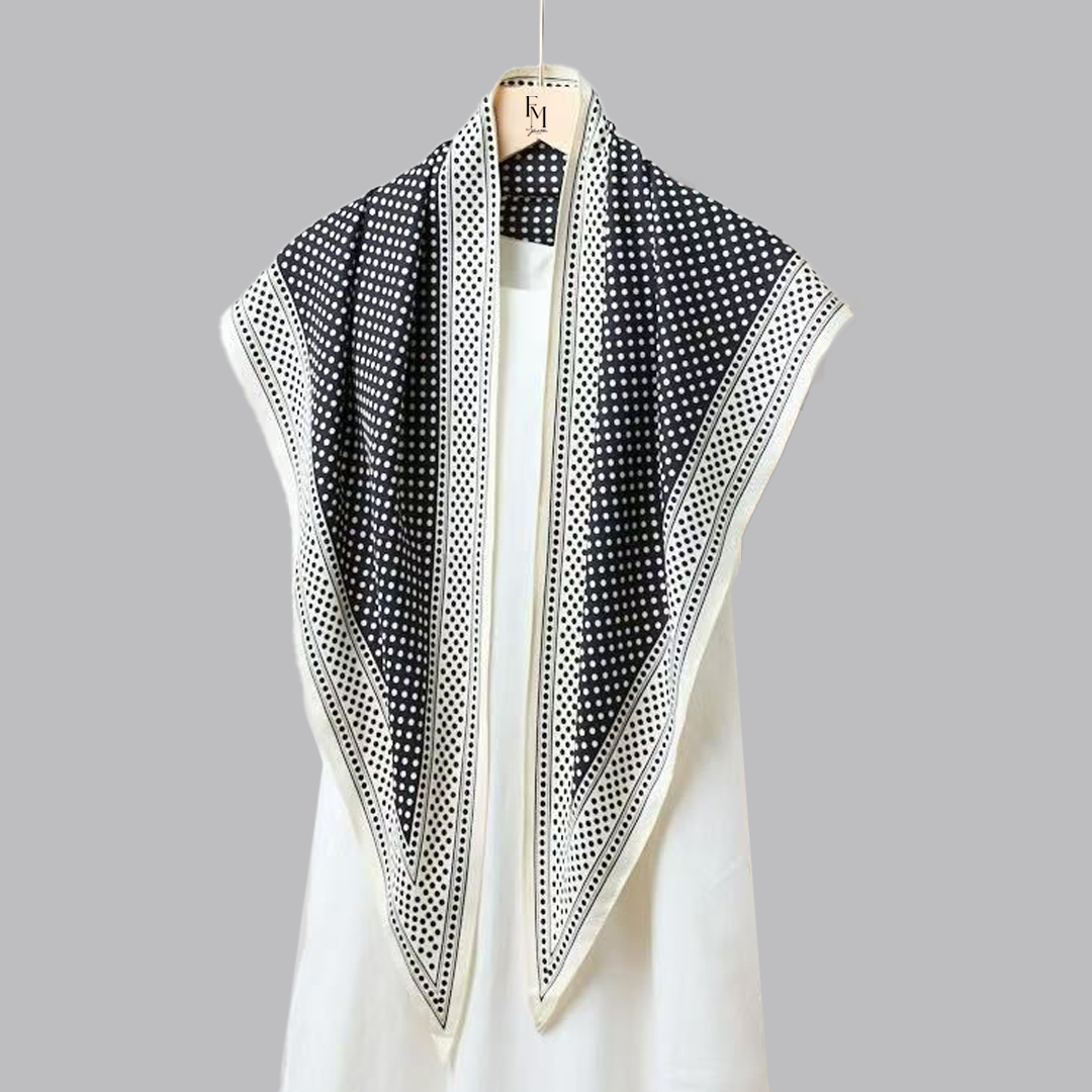 Reverie Tri Scarf: Black Polka Frame