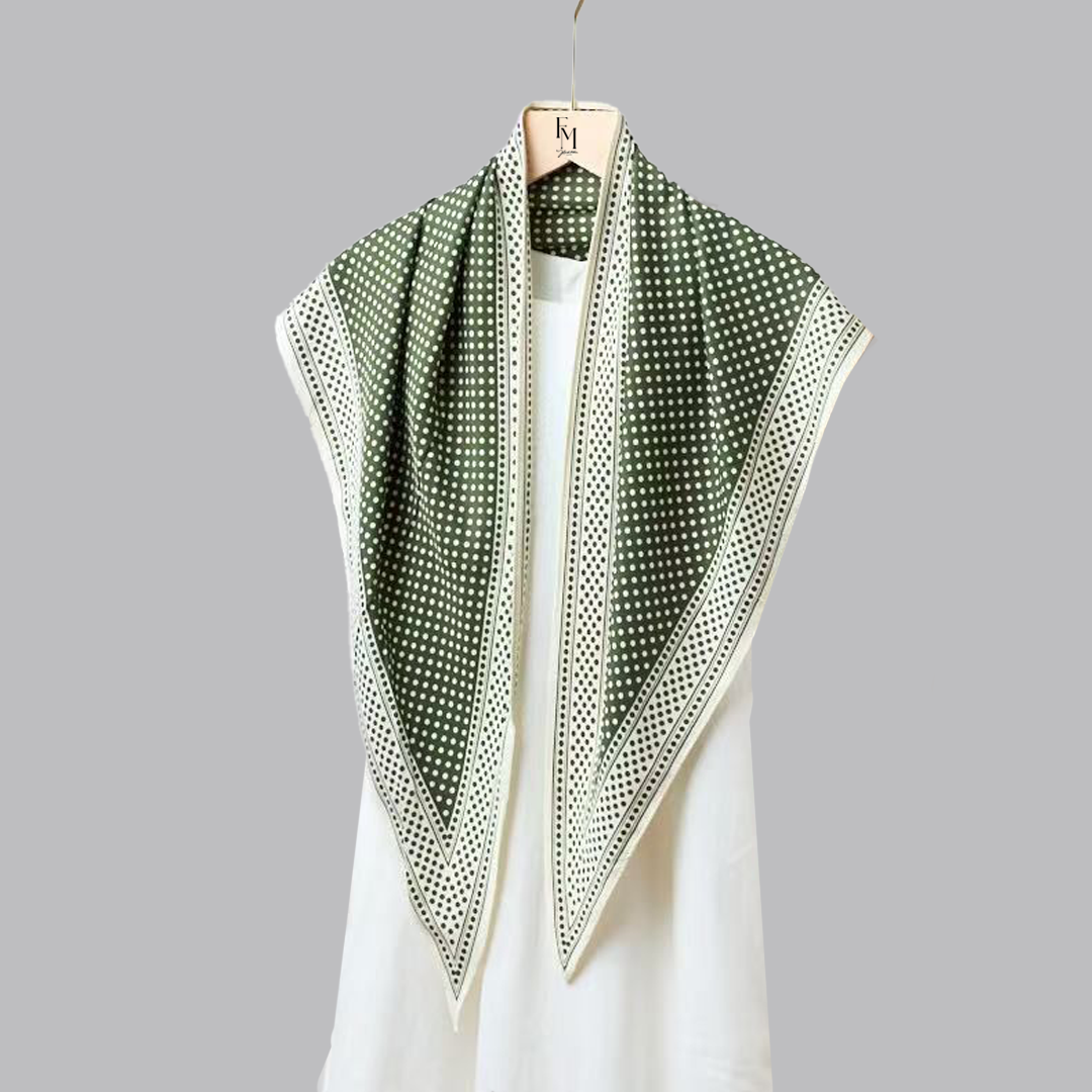 Reverie Tri Scarf: Green Polka Frame