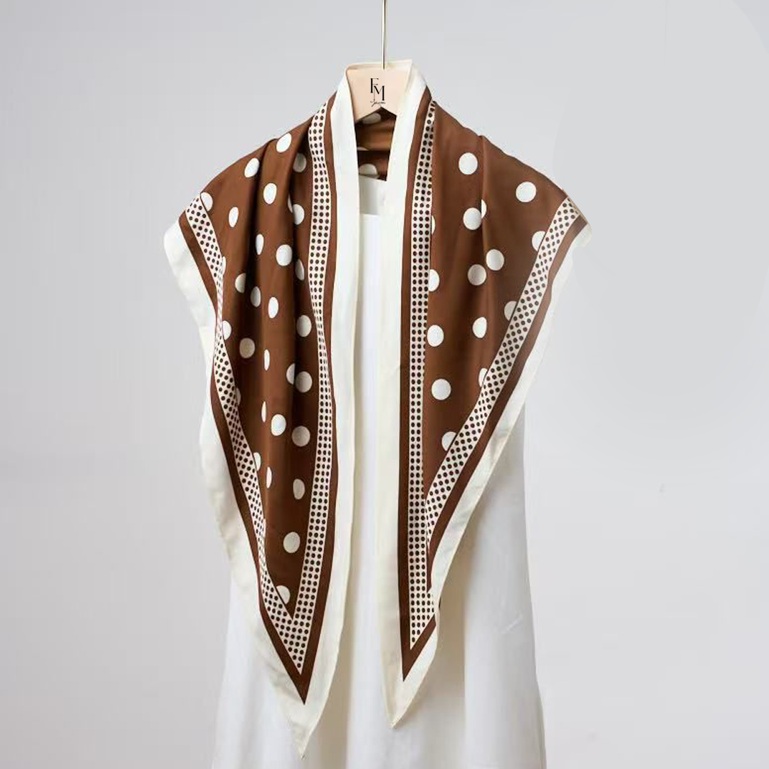 Reverie Tri Scarf: Brown Dotted