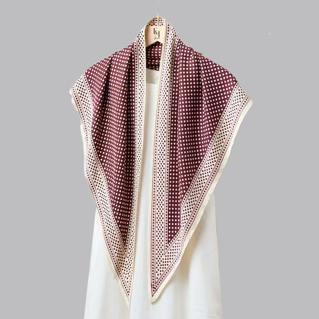 Reverie Tri Scarf: Burgundy Polka Frame