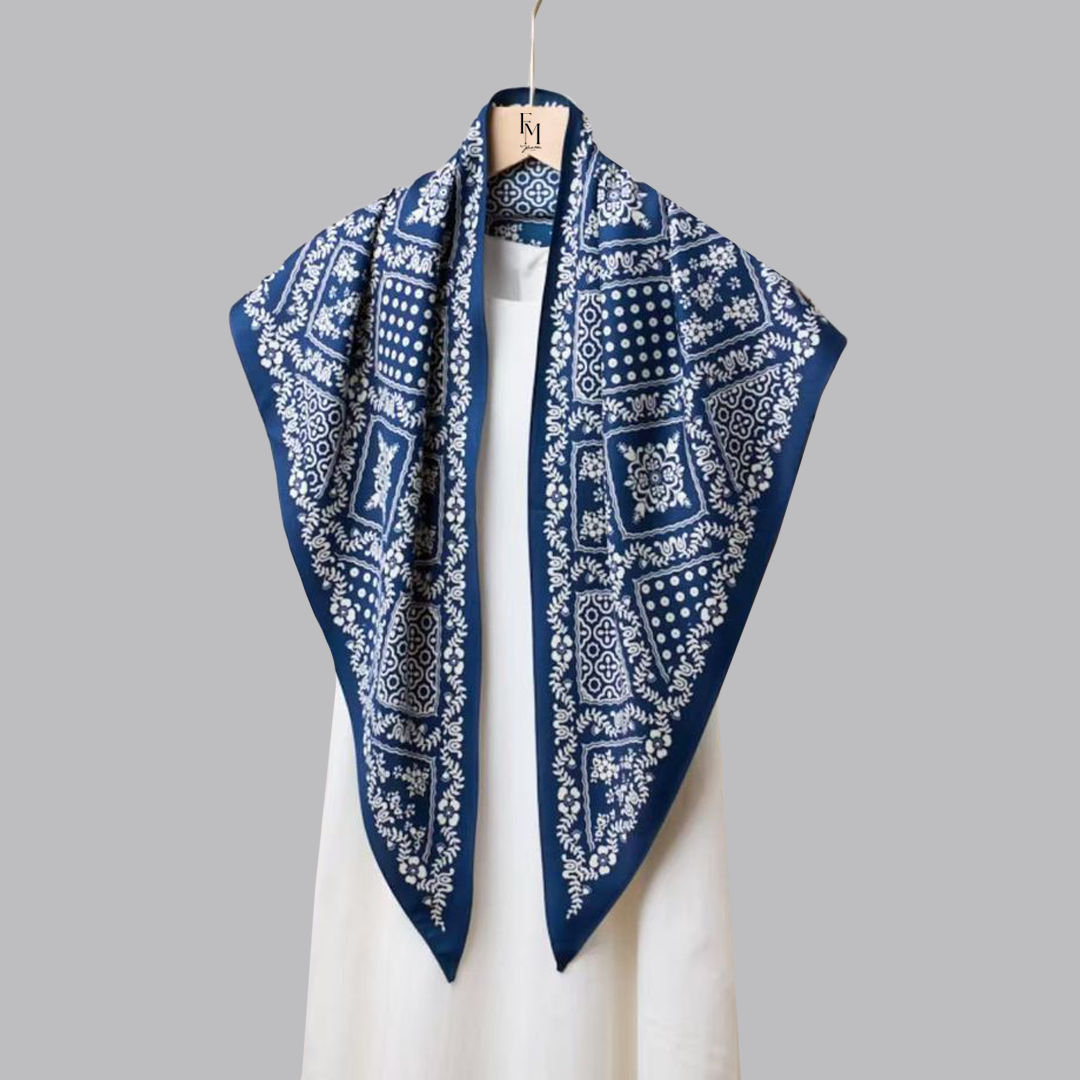 Reverie Tri Scarf: Blue Paisley