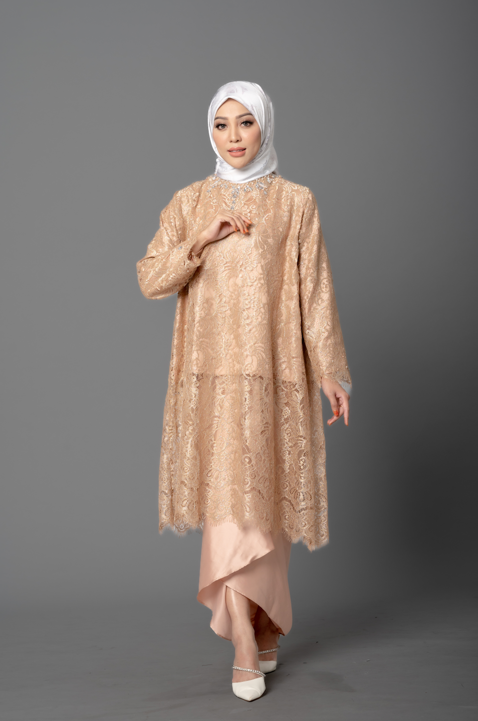 Metallic Lace Kurung Pahang (Gold)