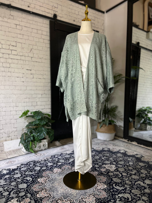Crocheted Lace Cardigan (Mint)