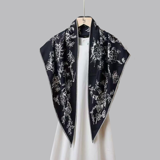 Reverie Tri Scarf: Black Efflorescent