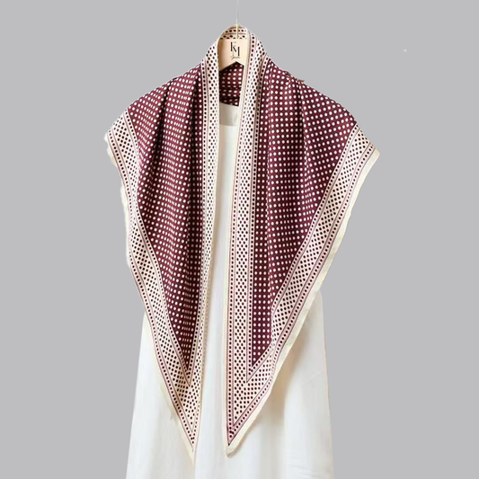 Reverie Tri Scarf: Burgundy Polka Frame