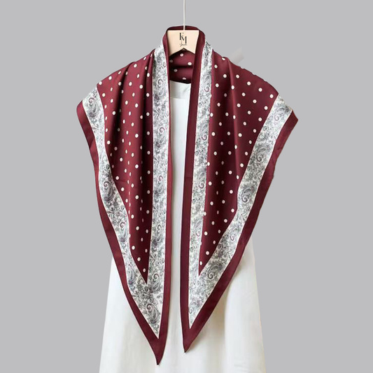 Reverie Tri Scarf: Red Dotted Bloom