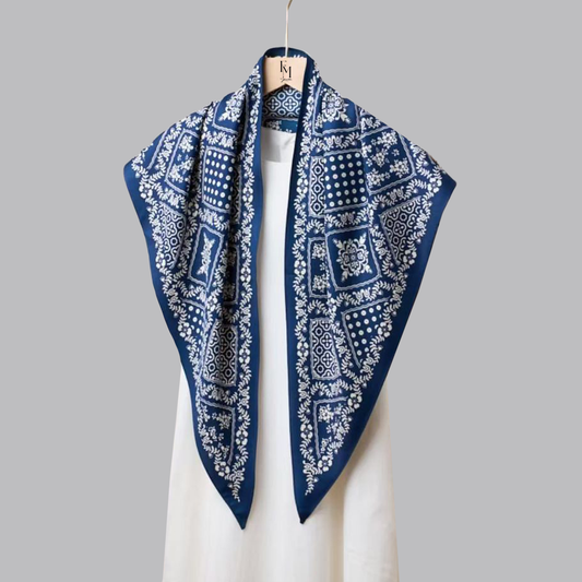 Reverie Tri Scarf: Blue Paisley