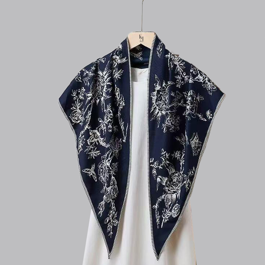 Reverie Tri Scarf: Navy Efflorescent